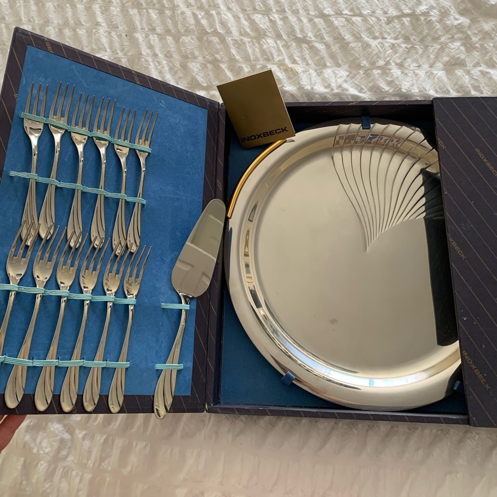 Inoxbeck stainless Steel Vintage Retro gold plated 24KT handles serving dish